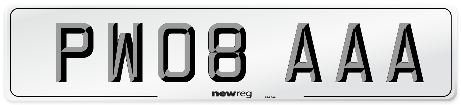 PW08 AAA Number Plate from New Reg
